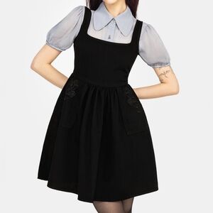 Deadhead Rose Embroidered Denim Mini Smock Dress